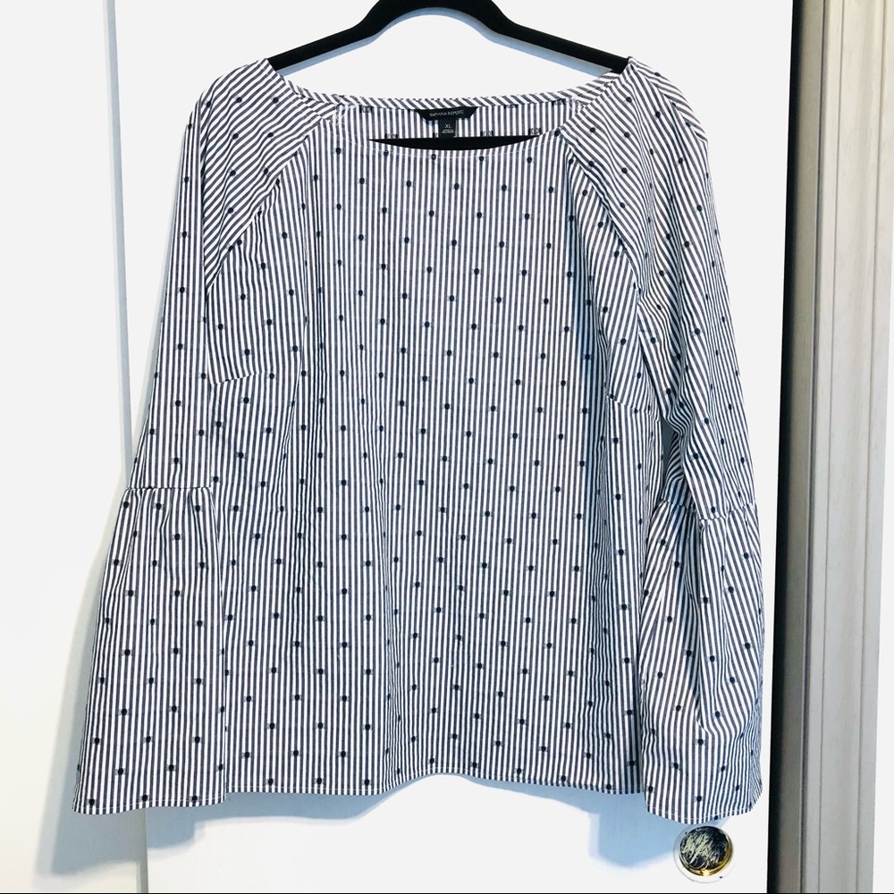 Banana Republic Black and White Striped Blouse